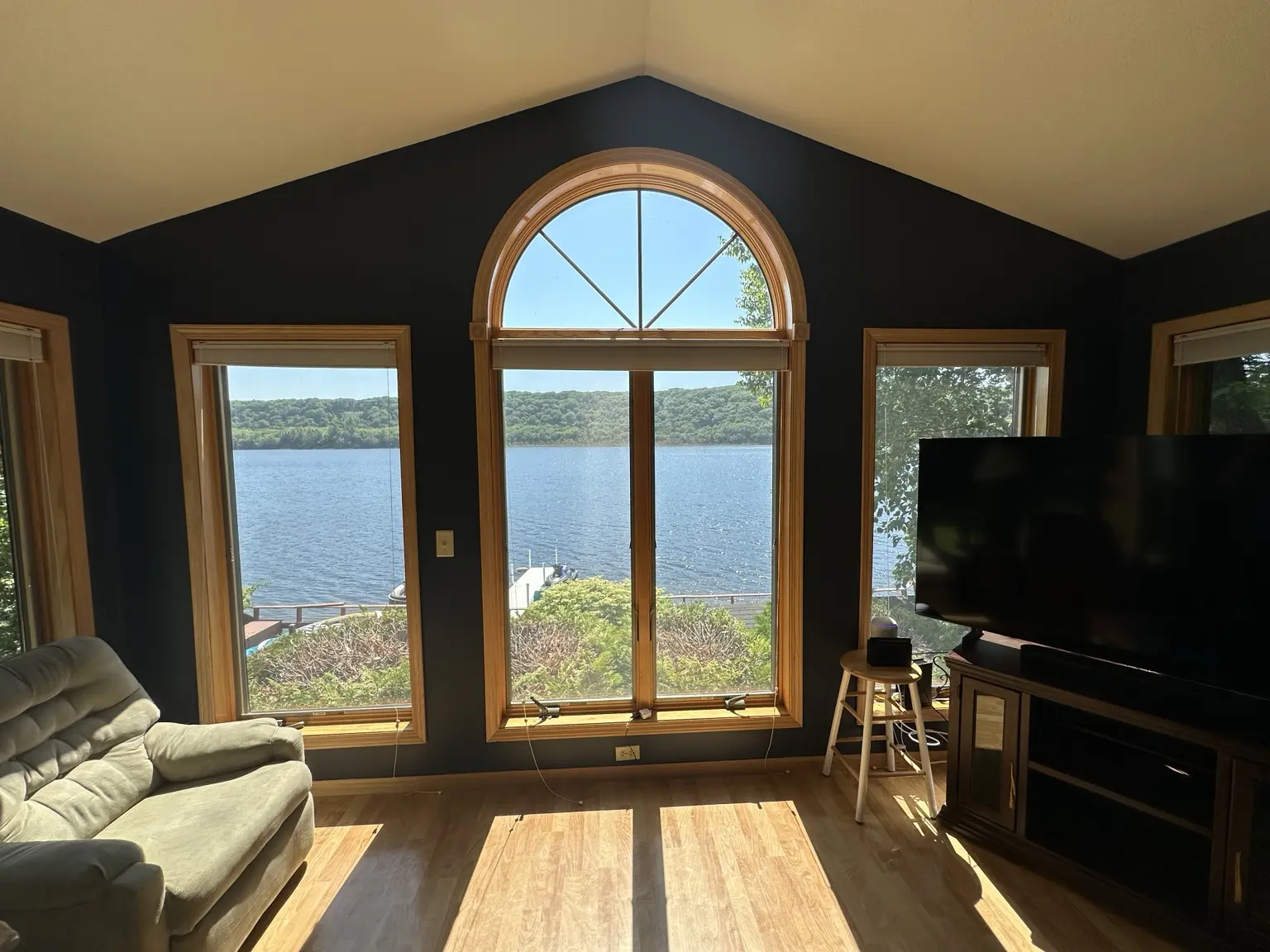 Living room windows facing Monocle Lake